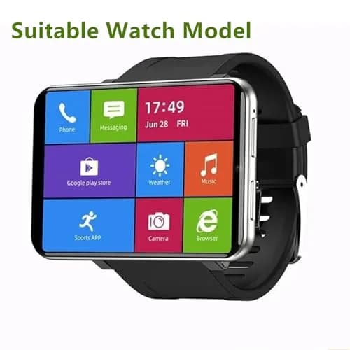 Rainbuvvy Silicone Watch Band for DM100 LEMFO 2.86" Screen, 32mm Width | Black Sports Band with Tang Buckle thumbnail 3