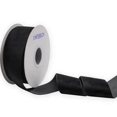 XMRIBBON Black Velvet Ribbon Single Sided, 5.08 cm (2 Inch) x 9.14 m (10 Yards) Spool | Classic Solid Craft Ribbon thumbnail 1