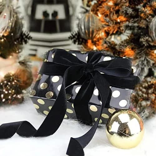 XMRIBBON Black Velvet Ribbon Single Sided, 5.08 cm (2 Inch) x 9.14 m (10 Yards) Spool | Classic Solid Craft Ribbon thumbnail 10