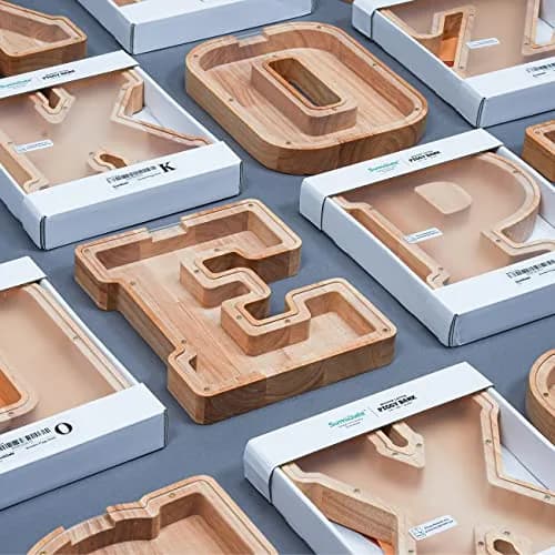 summidate Wooden Letter Piggy Bank for Kids, Clear 9" Alphabet N Money Bank | Organic Wood & Acrylic thumbnail 9