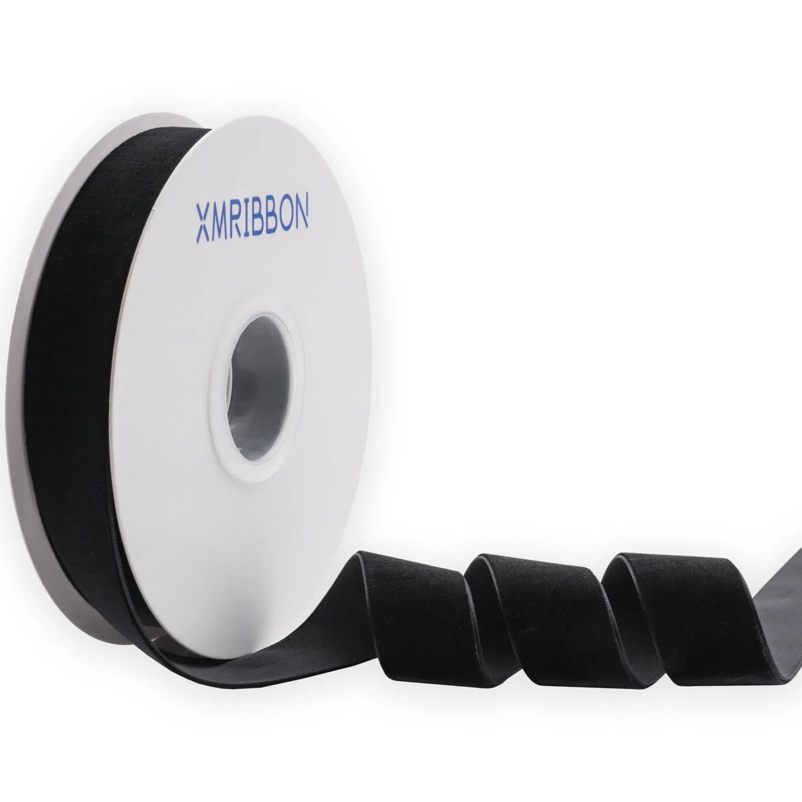 XMRIBBON Black Velvet Ribbon Single Sided 2.54 cm (1 Inch) x 9.14 m (10 Yards) Spool | Classic Solid Nylon Craft Ribbon - main product image