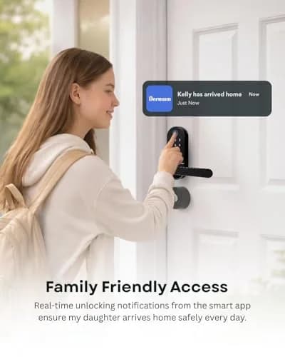 Dermum Black Fingerprint Digital Smart Lock with Handle & Keypad | App Control Biometric Deadbolt Door Knob thumbnail 3