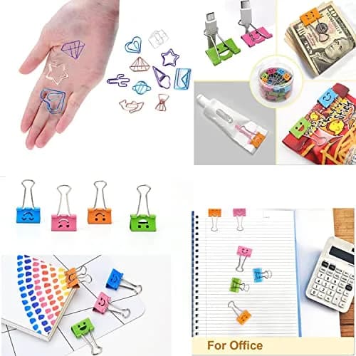Auson 128 Pcs Colorful Paperclips and Binder Clips Set | 10 Patterns, Rust-Resistant, Holds Up To 50 Sheets thumbnail 5