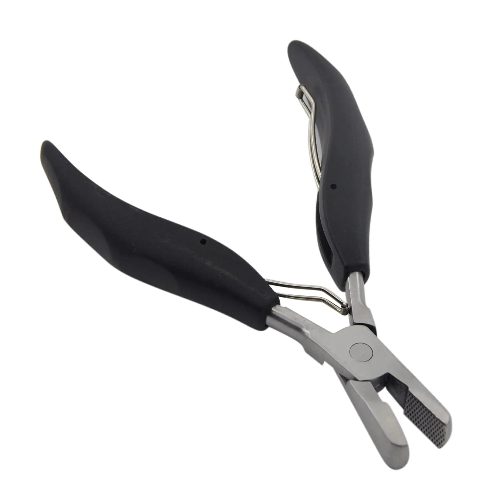 coloryoung Fusion Bond Crusher Tool for Keratin Hair Extensions 14cm | Flat Tip Pre-Bonded Hair Extension Pliers — Black