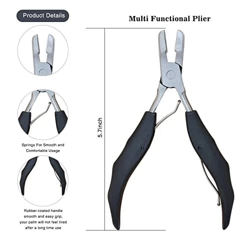 coloryoung Hair Extension Removal Tool 5.5 Inch | Durable Stainless Steel Hair Extension Pliers thumbnail 2