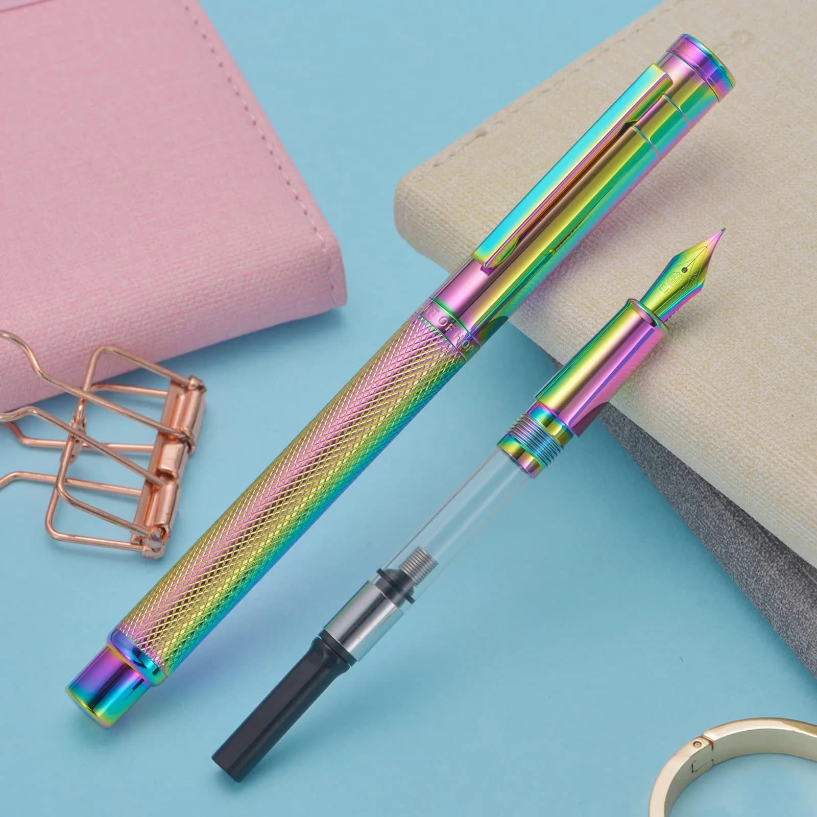 Asvine Hongdian Forest Fountain Pen Bent Nib Rainbow Color 1.0mm (13.8cm) | Smooth Ink Flow for Professionals - view 8