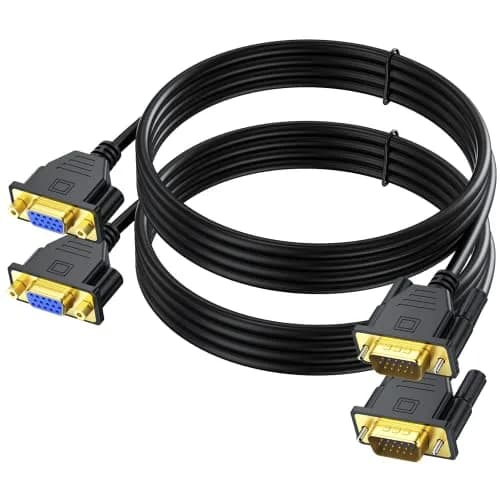 UV-CABLE 3FT VGA Extension Cable 2-Pack Male to Female Cord Extender Cable 0.91 m (3 ft) | 1080p HD Video Transmission thumbnail 1