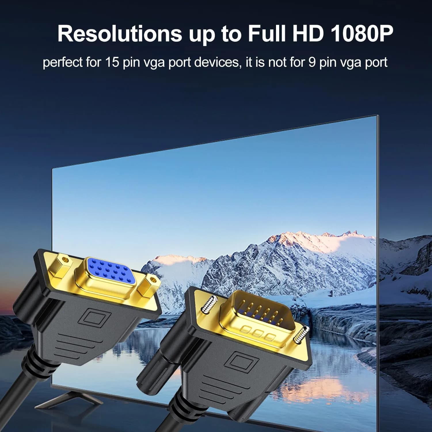 UV-CABLE VGA Extension Cable 3FT (0.91 m) Male to Female | 1080P Full HD Support - view 5