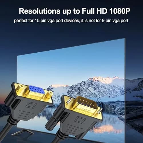 UV-CABLE VGA Extension Cable 3FT (0.91 m) Male to Female | 1080P Full HD Support thumbnail 5
