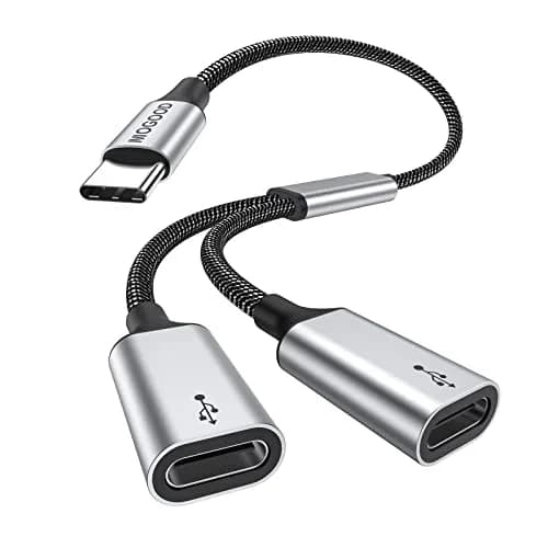MOGOOD USB C to Dual USB C Female Adapter, 2 Ports, 5V/0.9A Output | Expands One USB-C to Two USB-C Data Ports thumbnail 1