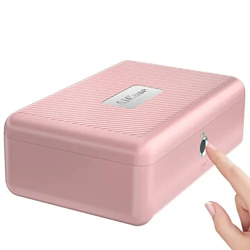AICase Biometric Fingerprint Safe Box Pink | Rechargeable Lock Box for Home Office Travel — Pink