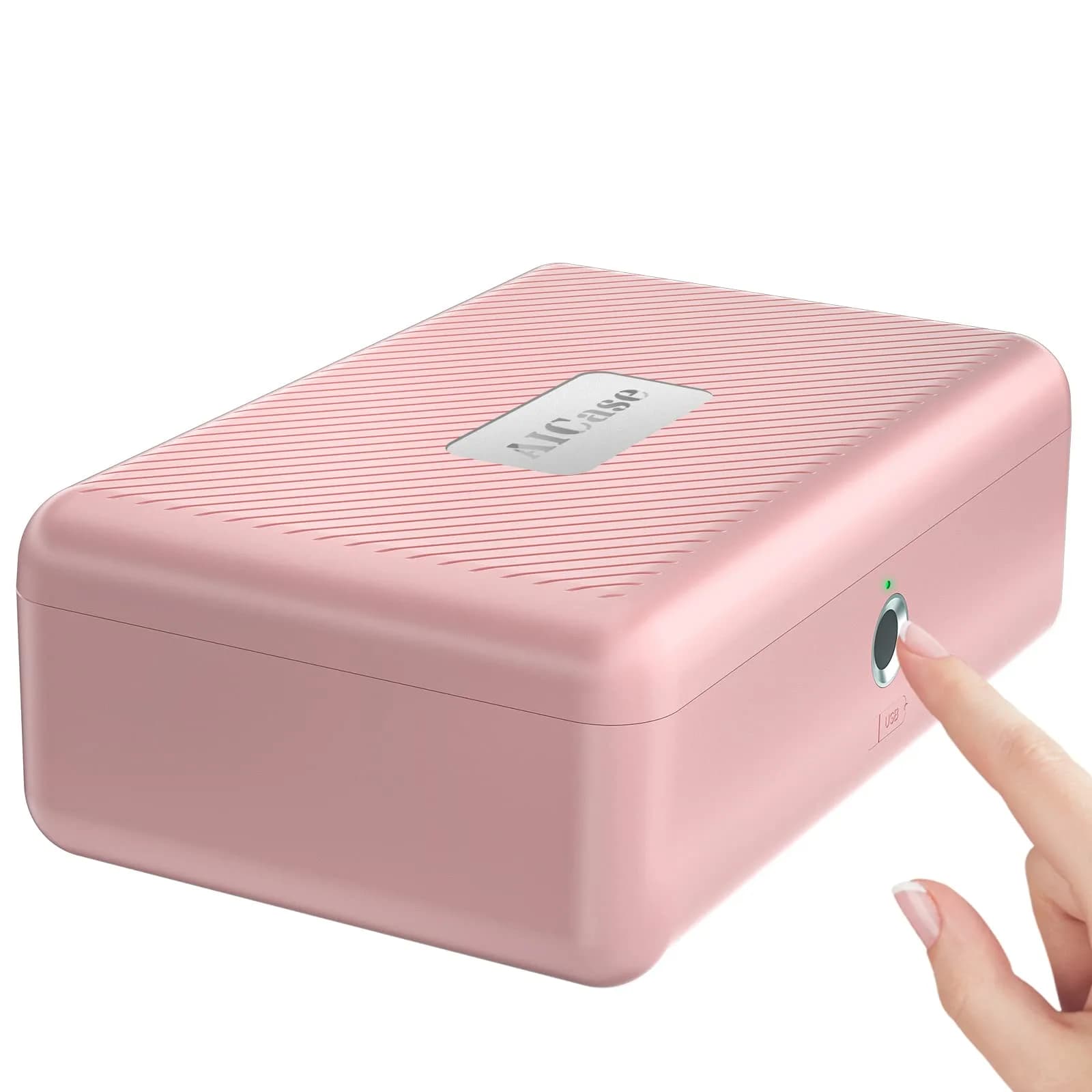 AICase Biometric Fingerprint Safe Box Pink | Rechargeable Lock Box for Home Office Travel - main product image