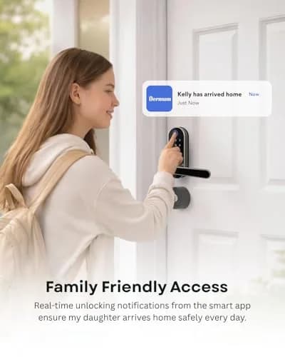 Dermum Smart Digital Door Lock with Handle & Keypad, Fingerprint Biometric Deadbolt - Silver thumbnail 4