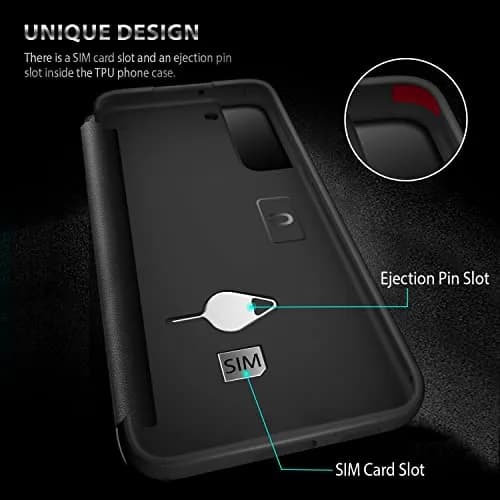ZUSLAB Flip Case for Samsung Galaxy S22+ 6.6'' 2022 | Black Translucent Matte PC Folio with Window View thumbnail 3