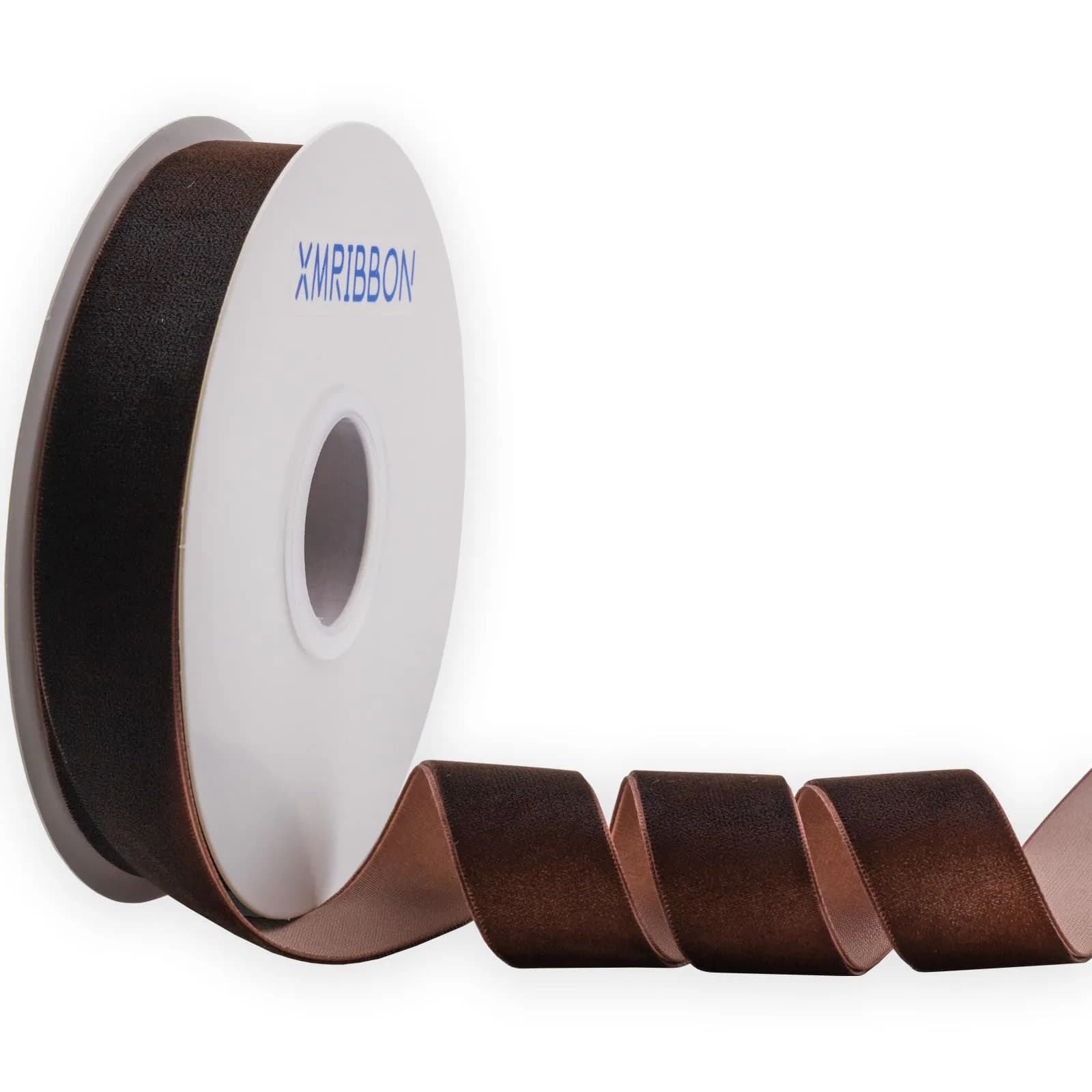 XMRIBBON Coffee Velvet Ribbon Single Sided 1 Inch x 10 Yards | Soft Nylon Craft Ribbon — Coffee