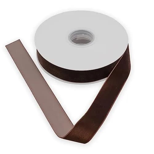 XMRIBBON Coffee Velvet Ribbon Single Sided 1 Inch x 10 Yards | Soft Nylon Craft Ribbon thumbnail 4