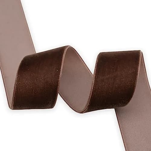 XMRIBBON Coffee Velvet Ribbon Single Sided 1 Inch x 10 Yards | Soft Nylon Craft Ribbon thumbnail 2