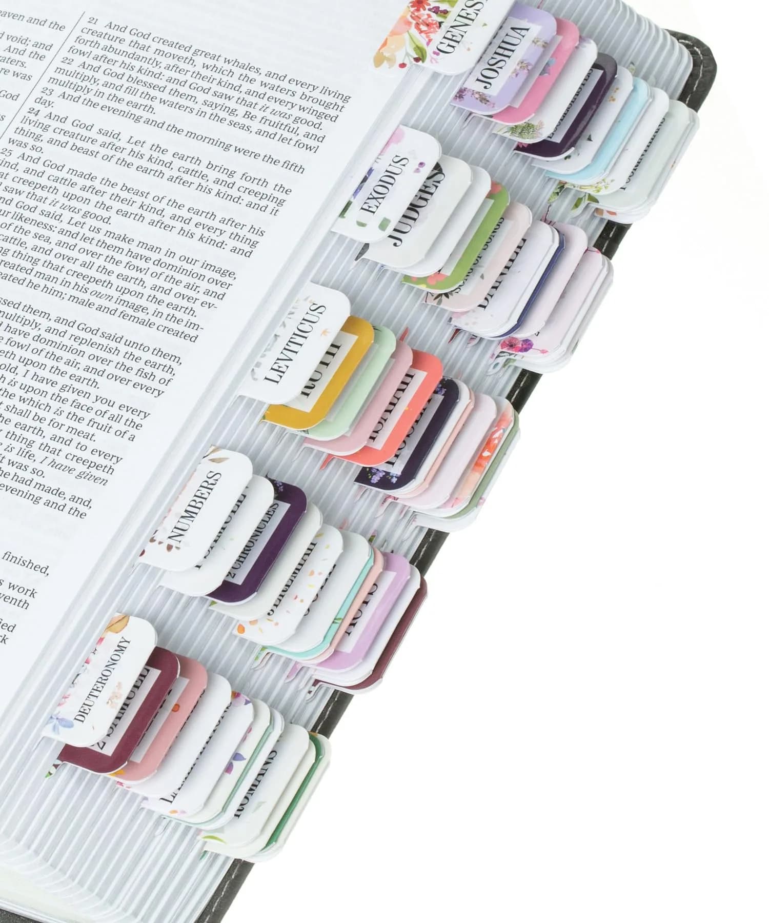 Mr. Pen Bible Tabs, 75 pcs, Warm Mocha, Gold Foil Embossed Lettering, Laminated Bible Tabs for Women and Men | Best Bible Indexing Tabs for Indian Students — Floral