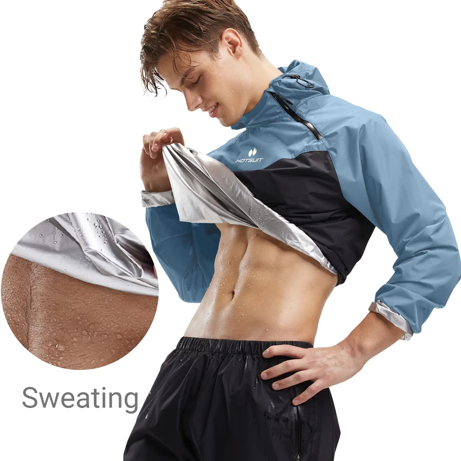 HOTSUIT Men's Sauna Suit - Blue Jacket & Pants, 5X-Large for Intense Weight Loss Workouts - view 2