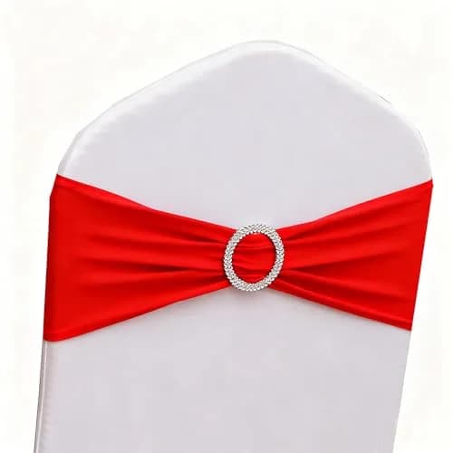 Gankar Red Spandex Chair Sashes 50 Pack (1.288 kg) | Wedding & Party Chair Bands with Buckles thumbnail 5