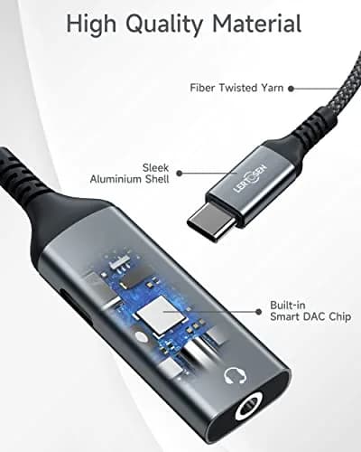 LERTOSEN USB C to 3.5mm Headphone Jack & Charger Adapter | Hi-Res Audio & 60W PD Fast Charging thumbnail 6