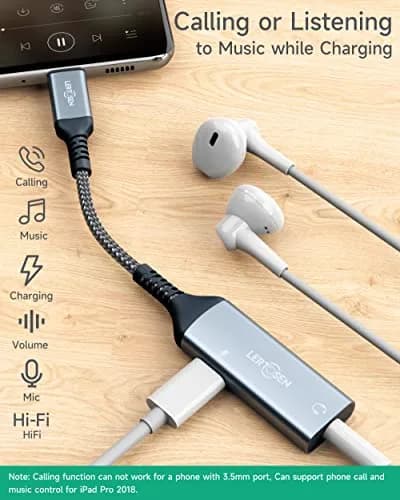 LERTOSEN USB C to 3.5mm Headphone Jack & Charger Adapter | Hi-Res Audio & 60W PD Fast Charging thumbnail 2