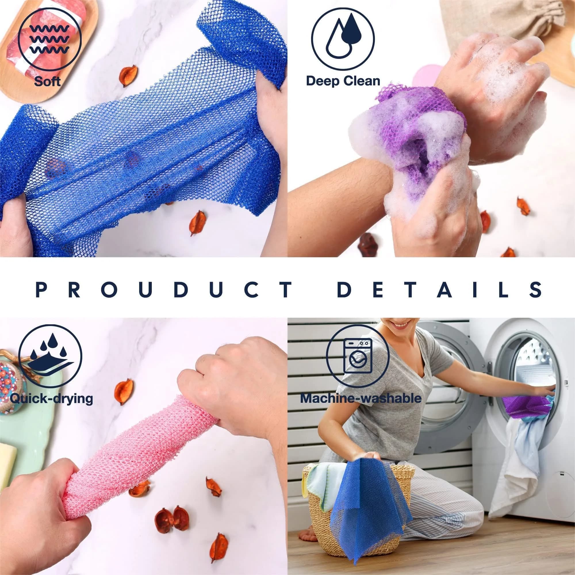 UJFQBH African Net Bath Sponge 80cm (31.4 inches) | Exfoliates Skin for Daily Use - view 4