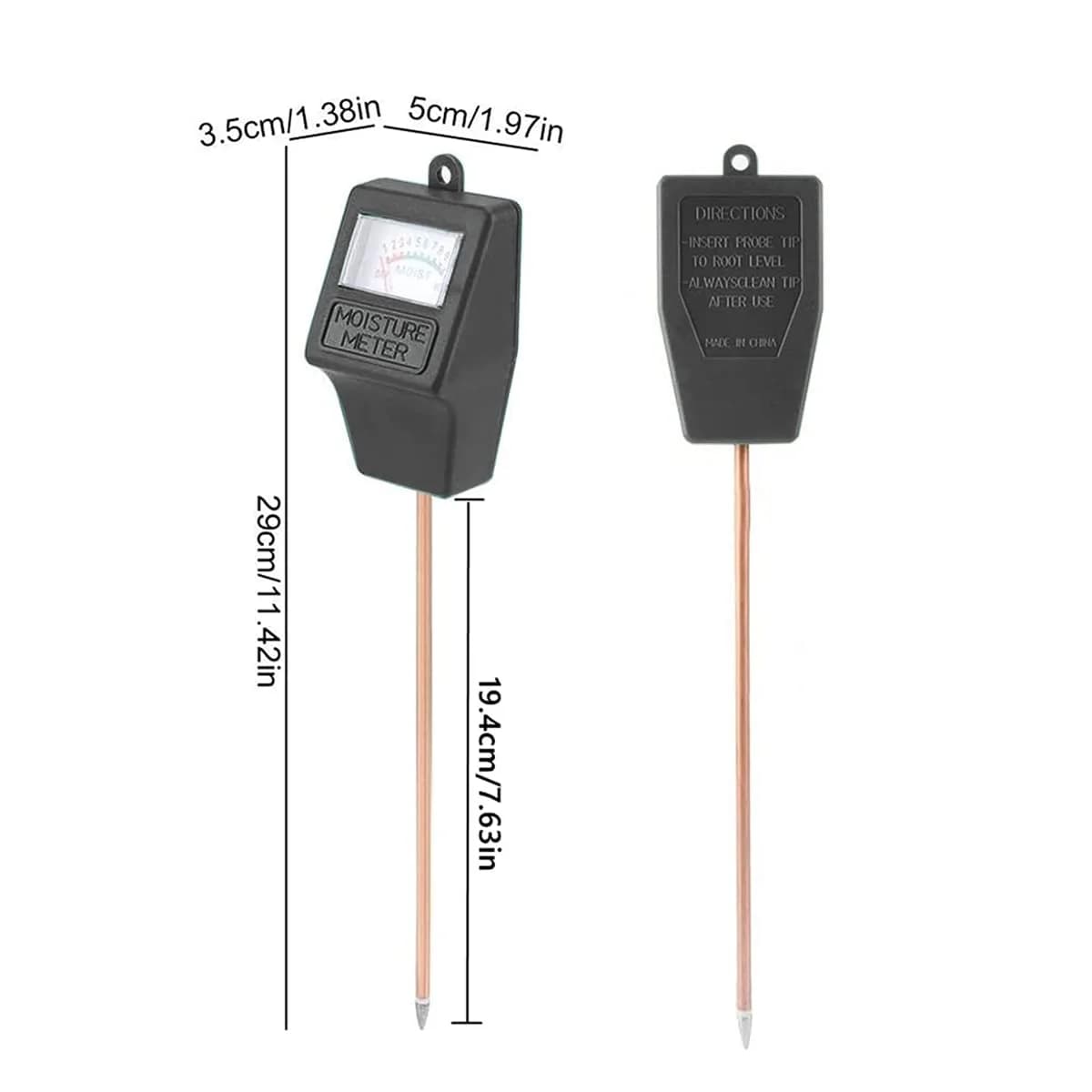 Hathdia Soil Moisture Meter Black | 7.6 inch Probe for Potted Plants, Garden, Farm, Lawn - view 6
