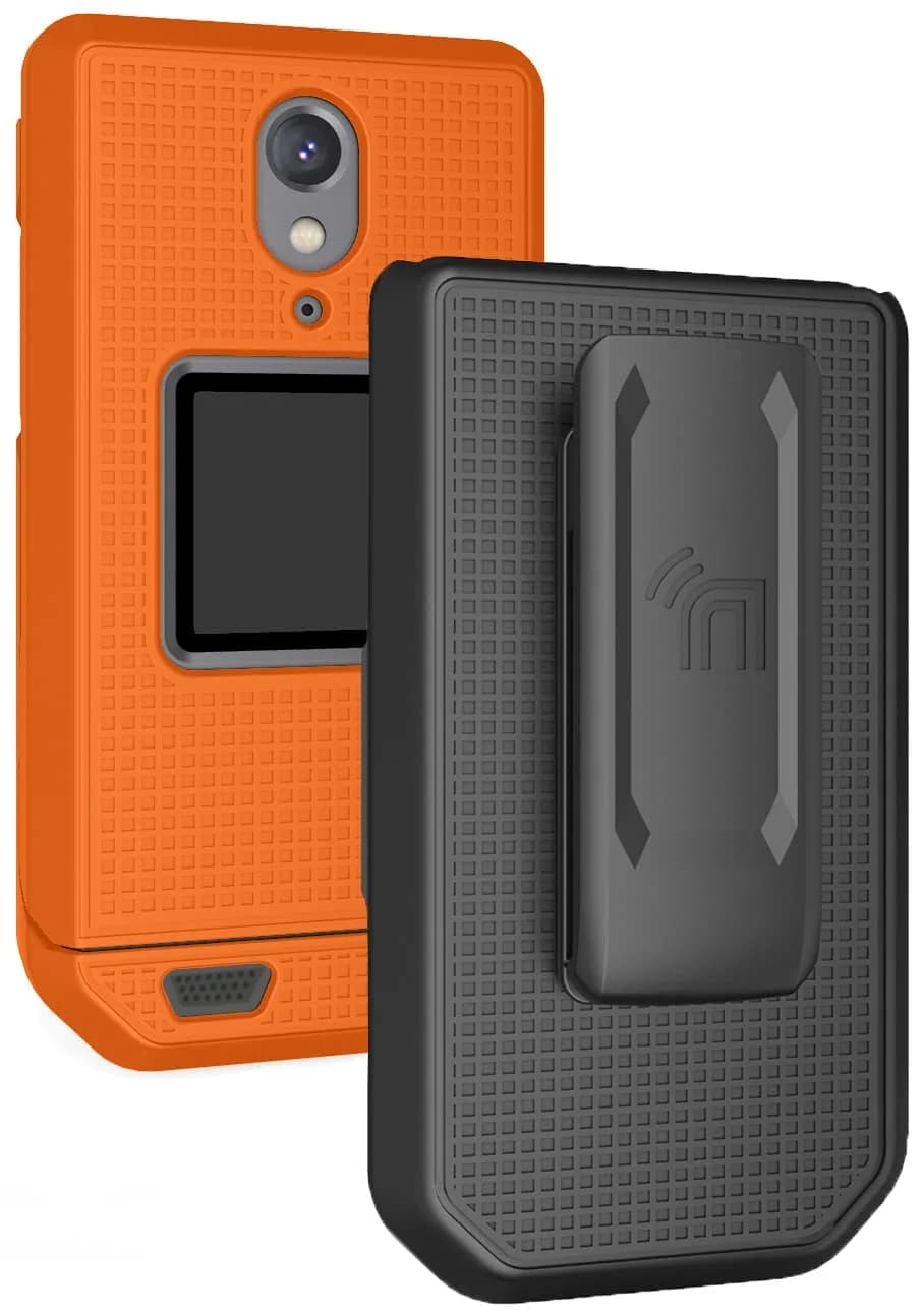 Nakedcellphone CAT S22 Flip Case with Belt Clip - Bright Orange | Hard Shell Rotating Holster Holder - main product image