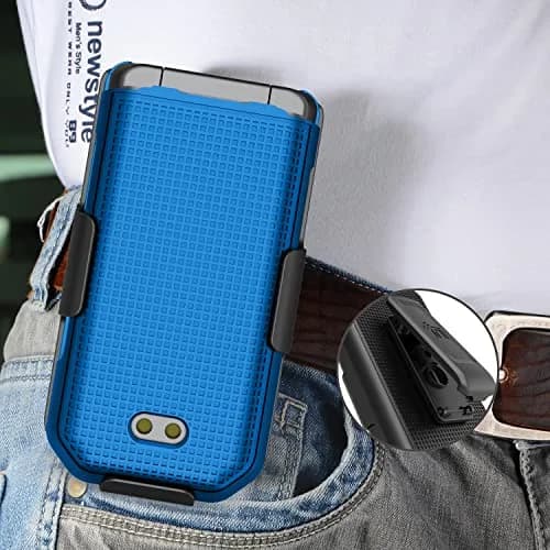 Nakedcellphone Combo for CAT S22 Flip Phone Case with Belt Clip - Blue | Slim Polycarbonate Cover & Rotating Holster thumbnail 7