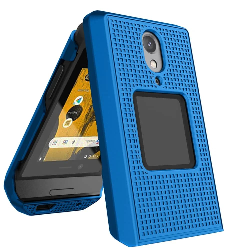 Nakedcellphone Combo for CAT S22 Flip Phone Case with Belt Clip - Blue | Slim Polycarbonate Cover & Rotating Holster thumbnail 9