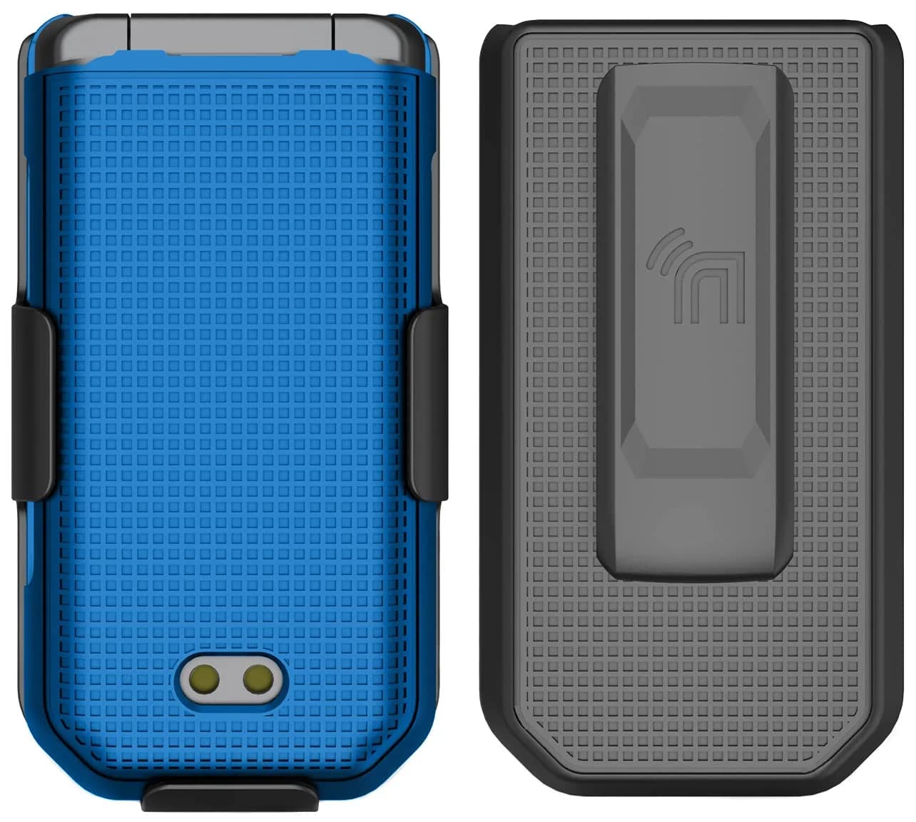 Nakedcellphone Combo for CAT S22 Flip Phone Case with Belt Clip - Blue | Slim Polycarbonate Cover & Rotating Holster thumbnail 3