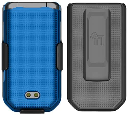 Nakedcellphone Combo for CAT S22 Flip Phone Case with Belt Clip - Blue | Slim Polycarbonate Cover & Rotating Holster thumbnail 3