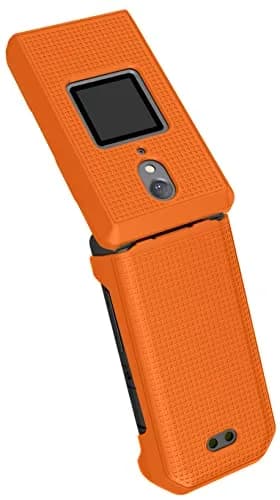 Nakedcellphone Grid Series CAT S22 Flip Phone Case - Bright Orange | Protective Hard Shell Cover thumbnail 5