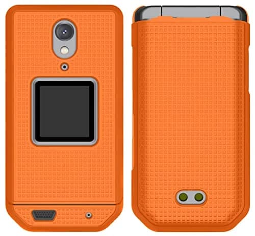 Nakedcellphone Grid Series CAT S22 Flip Phone Case - Bright Orange | Protective Hard Shell Cover thumbnail 2