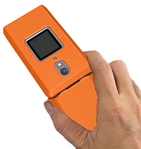 Nakedcellphone Grid Series CAT S22 Flip Phone Case - Bright Orange | Protective Hard Shell Cover thumbnail 3