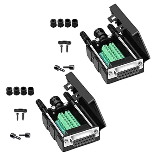 ANMBEST DB15 Female Solderless RS232 Serial to 15 Pin Terminal Adapter 2-Pack | Connects Legacy Devices thumbnail 1