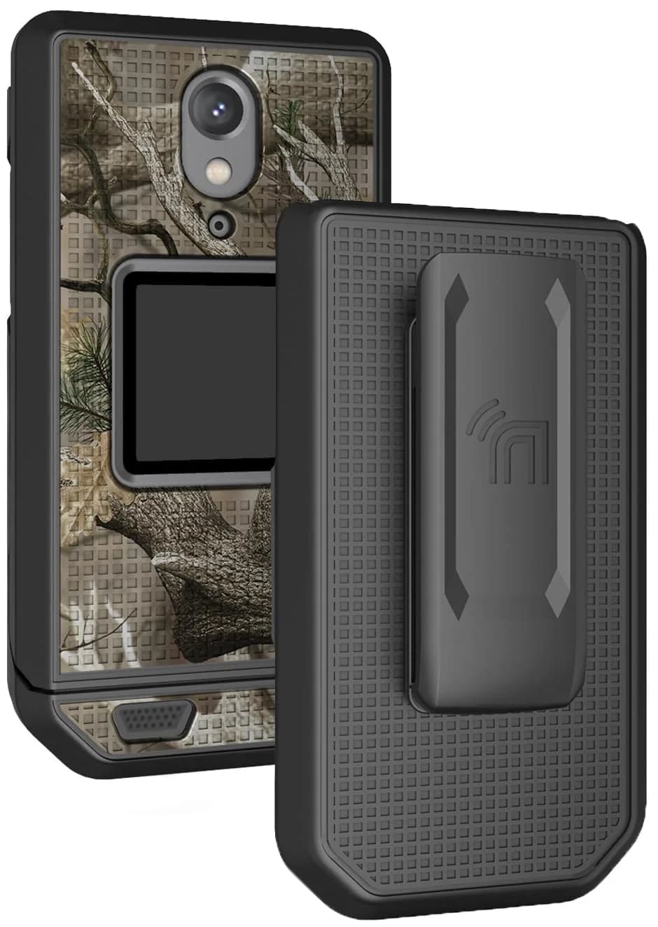 Nakedcellphone CAT S22 Flip Phone Case with Belt Clip Combo - Camo | Hard Shell & Rotating Holster Holder — Camo