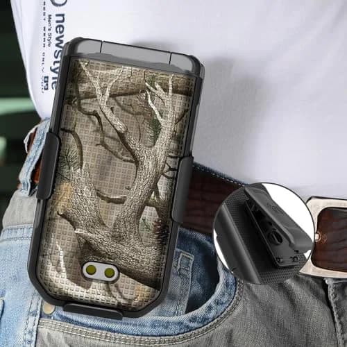 Nakedcellphone CAT S22 Flip Phone Case with Belt Clip Combo - Camo | Hard Shell & Rotating Holster Holder thumbnail 6