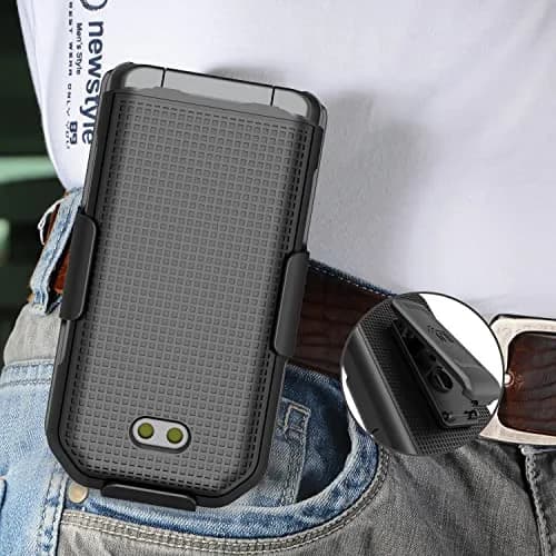 Nakedcellphone Combo for CAT S22 Flip Phone Case with Belt Clip - Black | Slim Polycarbonate Cover & Rotating Holster thumbnail 7