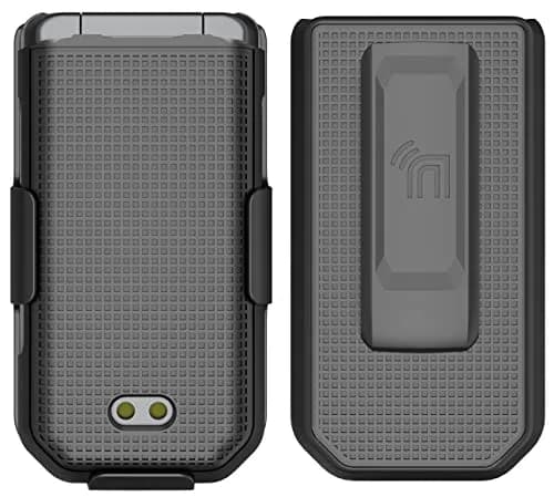Nakedcellphone Combo for CAT S22 Flip Phone Case with Belt Clip - Black | Slim Polycarbonate Cover & Rotating Holster thumbnail 3