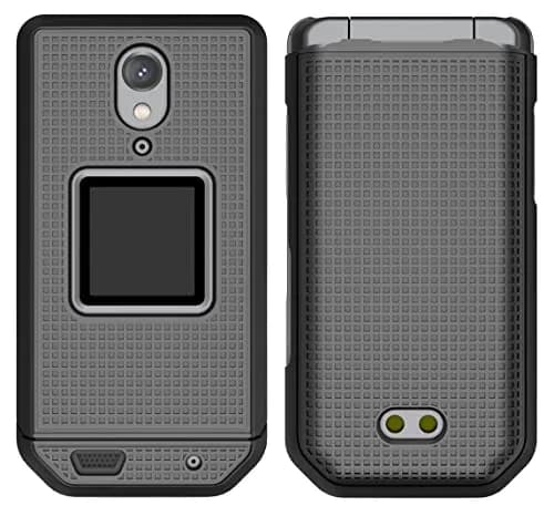 Nakedcellphone Grid Series Black Flip Phone Case for CAT S22 | Hard Polycarbonate with Matte Grip thumbnail 2