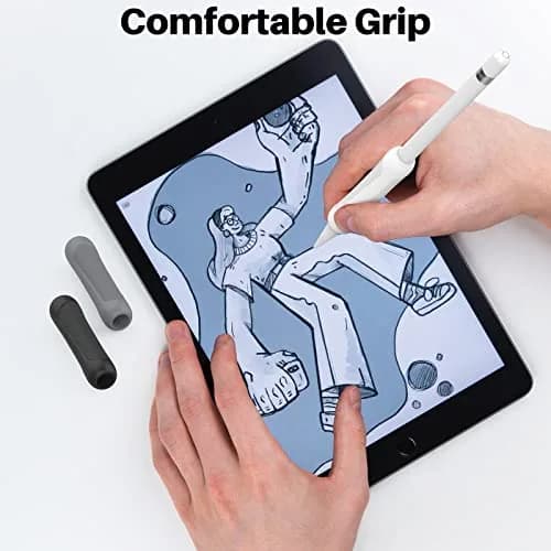 NIUTRENDZ 3 Pack Silicone Grip for Apple Pencil 1st Generation, Grey + Black + White | Ergonomic Sleeve for Comfortable Writing thumbnail 3