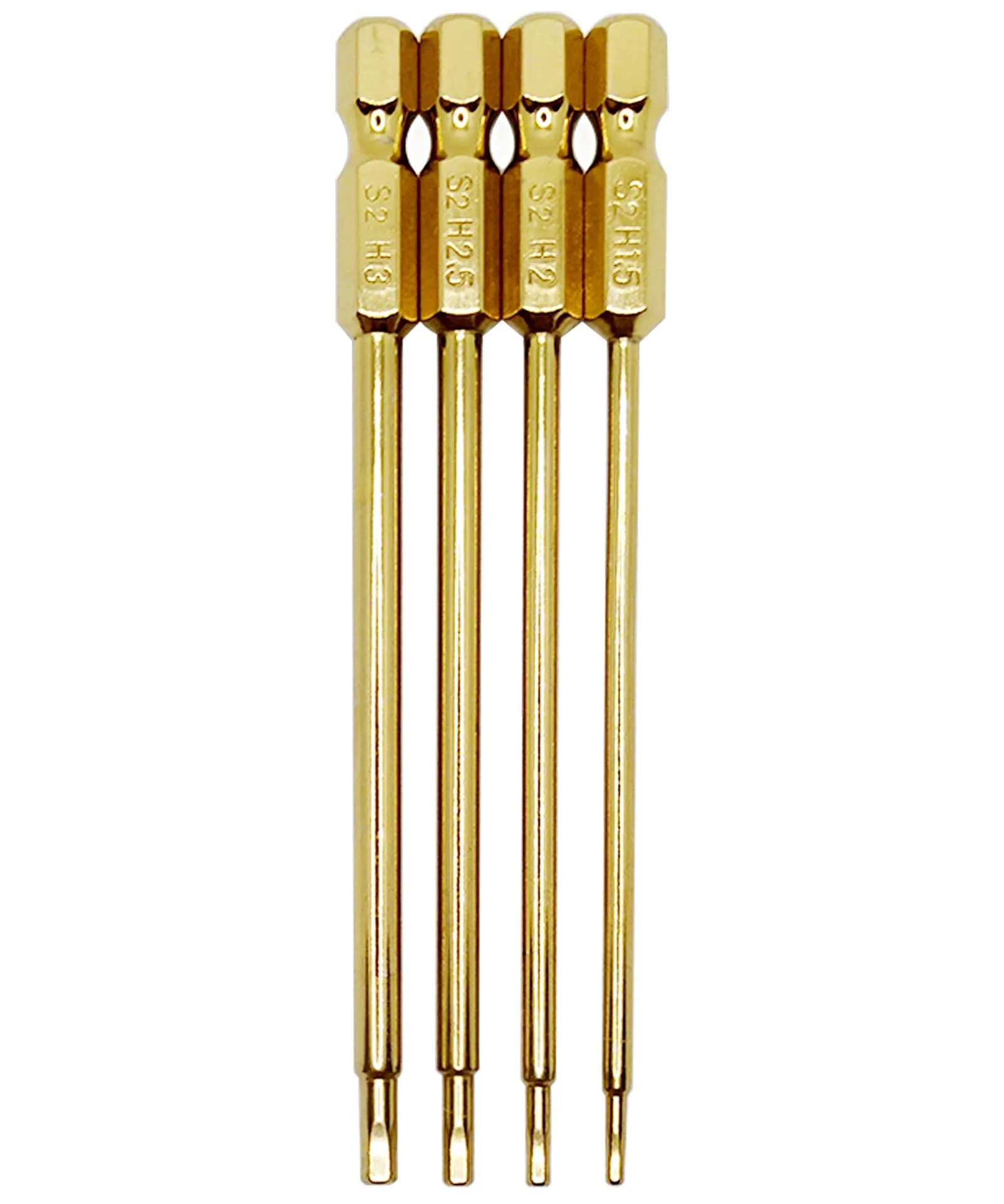 Raflot RC Hex Bit Set 1.5mm, 2.0mm, 2.5mm & 3.0mm | Titanium Coated, High Hardness (100mm Length) — Ttanium