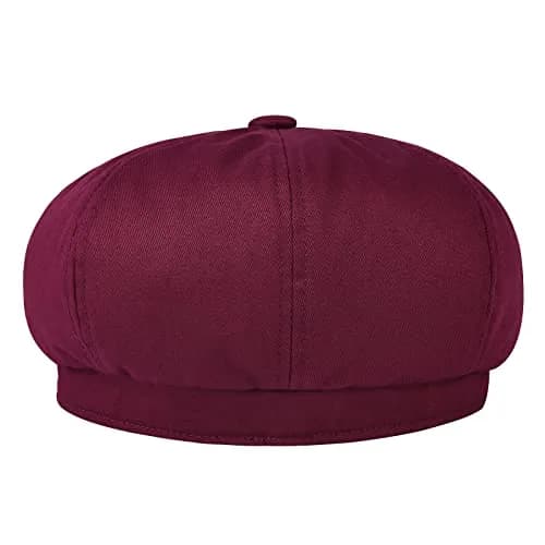 BOTVELA Men's 100% Cotton Gatsby Ivy Golf Cabbie Hat Burgundy 7 7/8 | Classic Vintage Style thumbnail 4