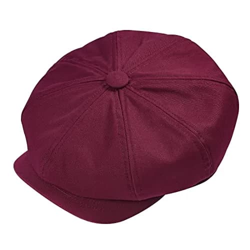BOTVELA Men's 100% Cotton Gatsby Ivy Golf Cabbie Hat Burgundy 7 7/8 | Classic Vintage Style thumbnail 5