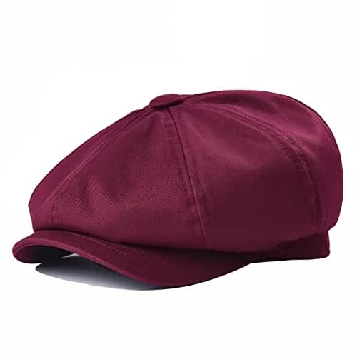 BOTVELA Men's 100% Cotton Gatsby Ivy Golf Cabbie Hat Burgundy 7 7/8 | Classic Vintage Style thumbnail 1