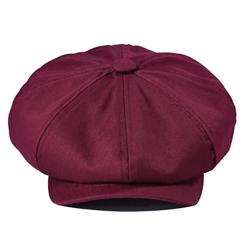 BOTVELA Men's 100% Cotton Gatsby Ivy Golf Cabbie Hat Burgundy 7 7/8 | Classic Vintage Style thumbnail 3