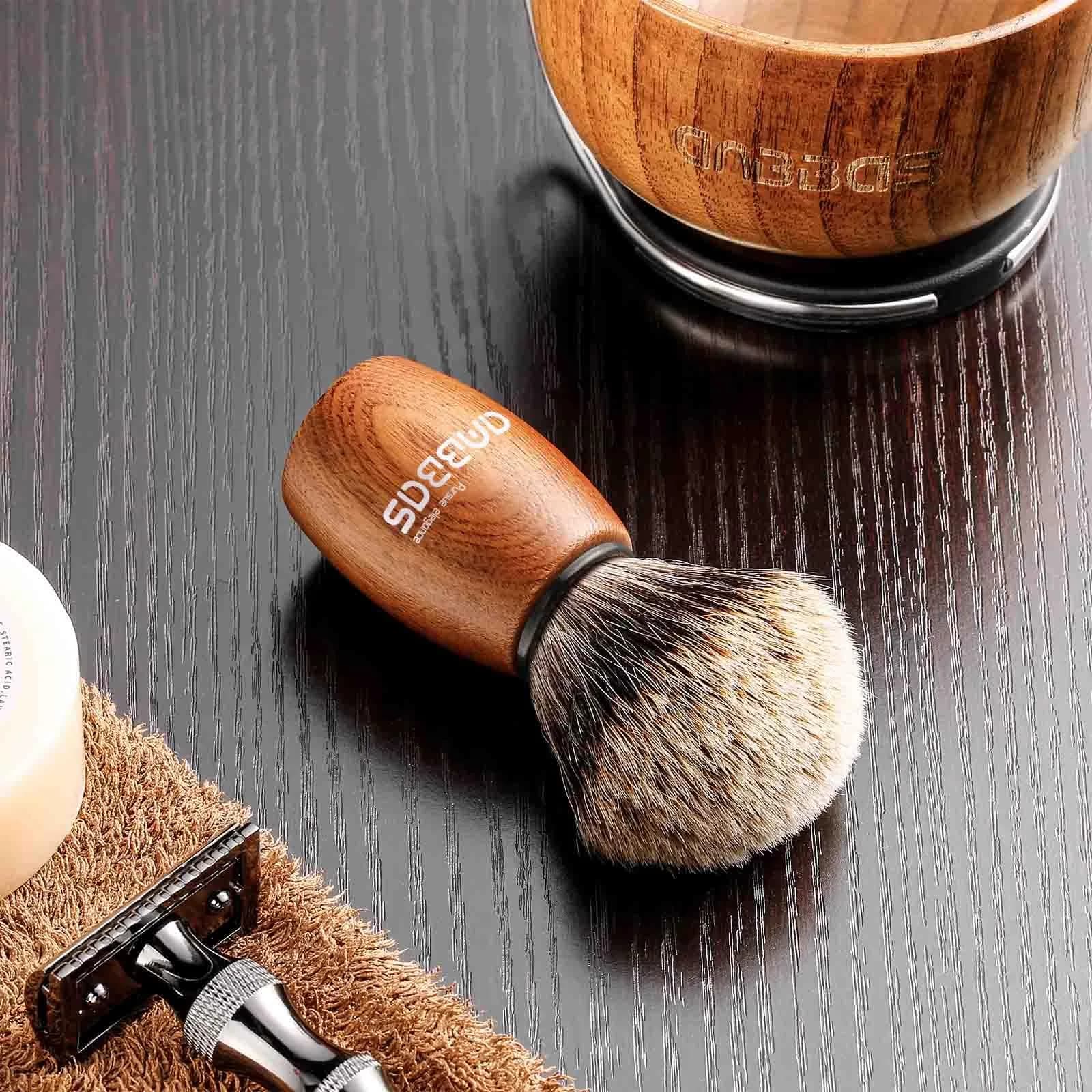 Anbbas 3-in-1 Badger Hair Shaving Brush Set with Stand and Lathering Bowl | Smooth Wet Shave for Men - view 4