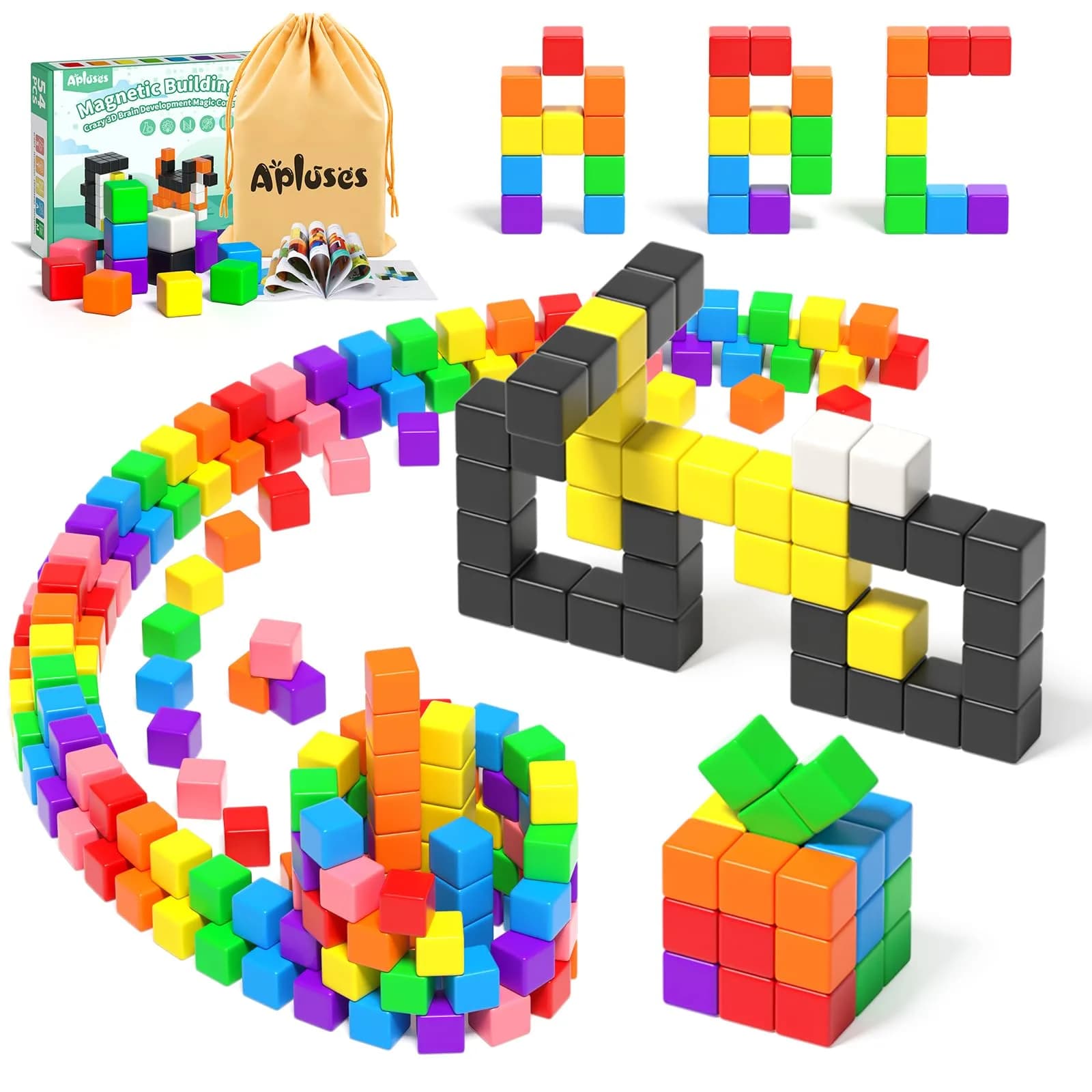 Apluses Magnetic Blocks 54 PCS (1 Inch Cubes) | STEM Educational Building Toy for Kids 3+ - main product image